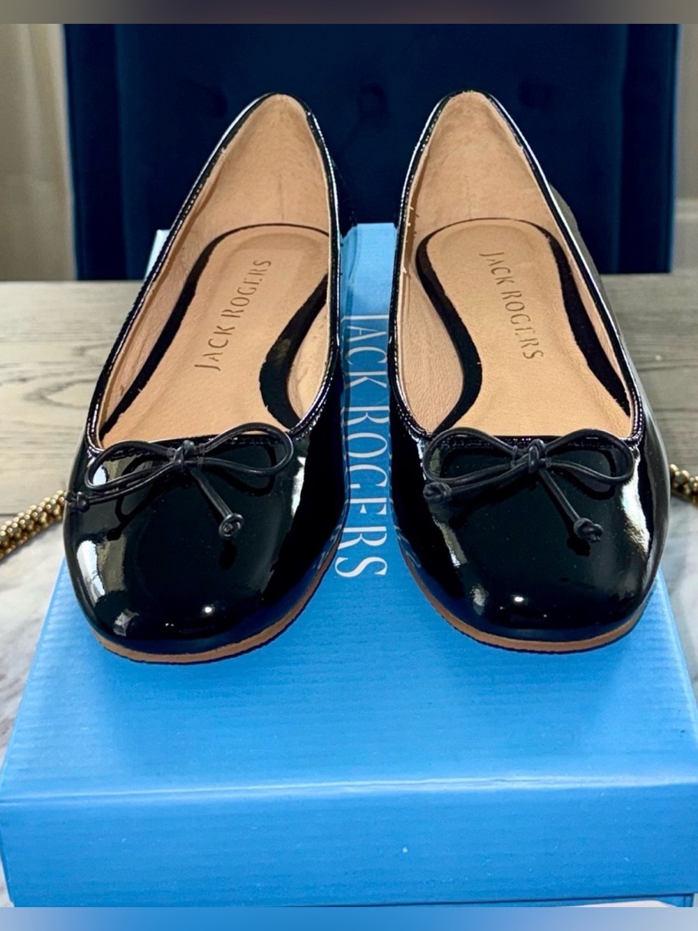 🔻Jack Rogers Women’s Black Patent Leather Flats Shoes | Sz. 6 (NWB)